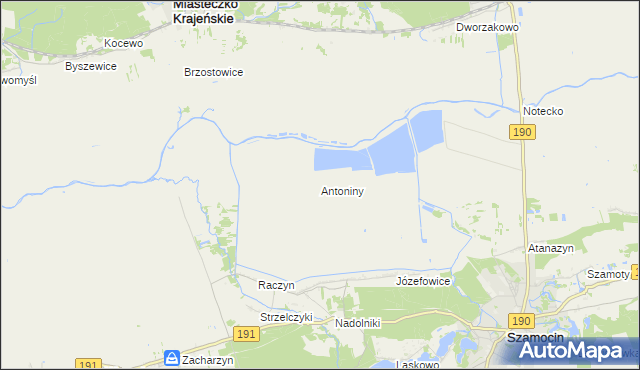 mapa Antoniny gmina Szamocin, Antoniny gmina Szamocin na mapie Targeo