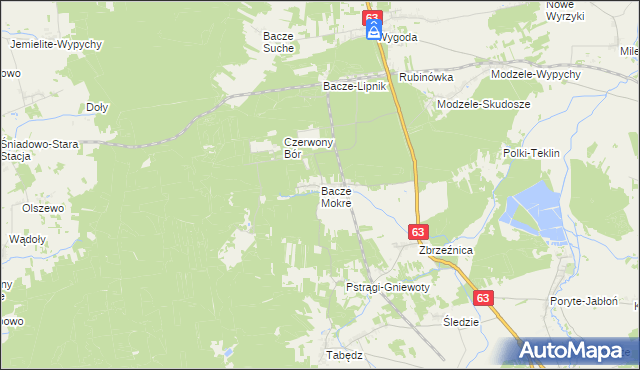 mapa Bacze Mokre, Bacze Mokre na mapie Targeo