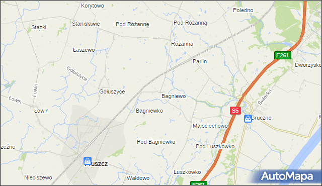 mapa Bagniewo gmina Pruszcz, Bagniewo gmina Pruszcz na mapie Targeo