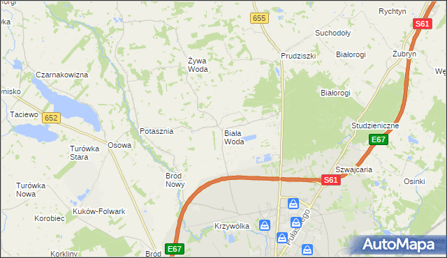 mapa Biała Woda gmina Suwałki, Biała Woda gmina Suwałki na mapie Targeo