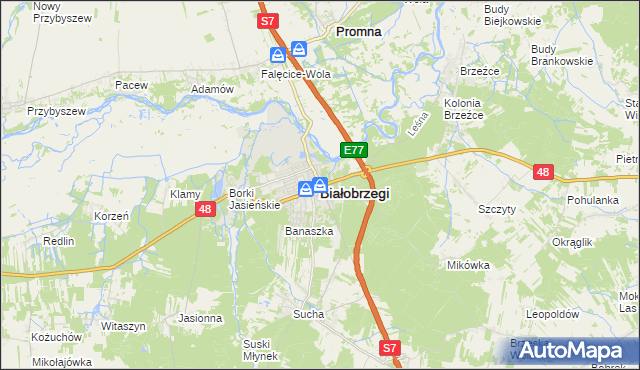 mapa Białobrzegi, Białobrzegi na mapie Targeo