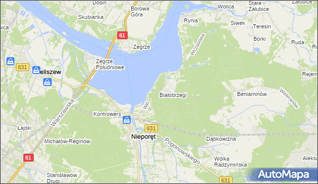 mapa Białobrzegi gmina Nieporęt, Białobrzegi gmina Nieporęt na mapie Targeo