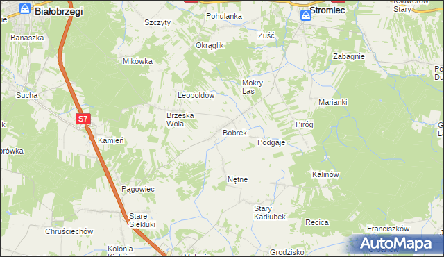 mapa Bobrek gmina Stromiec, Bobrek gmina Stromiec na mapie Targeo