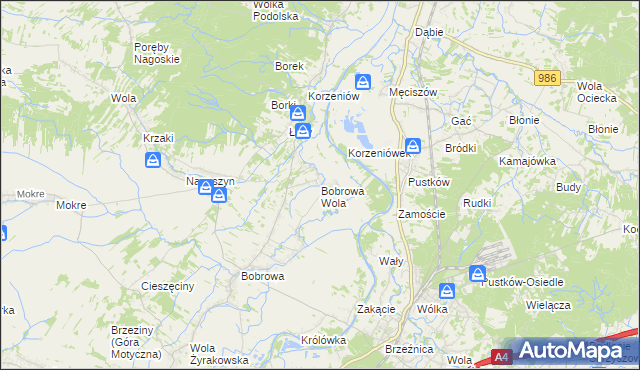 mapa Bobrowa Wola, Bobrowa Wola na mapie Targeo