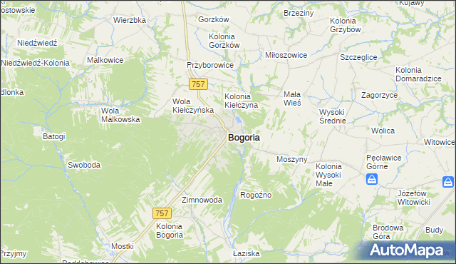 mapa Bogoria powiat staszowski, Bogoria powiat staszowski na mapie Targeo