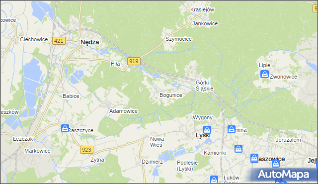 mapa Bogunice, Bogunice na mapie Targeo
