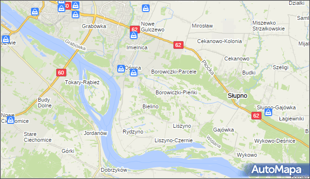 mapa Borowiczki-Pieńki, Borowiczki-Pieńki na mapie Targeo