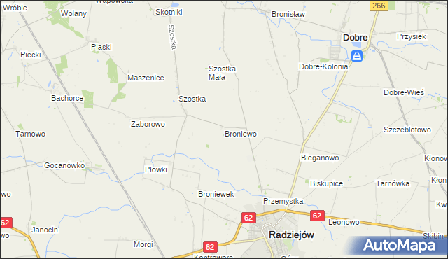 mapa Broniewo gmina Radziejów, Broniewo gmina Radziejów na mapie Targeo