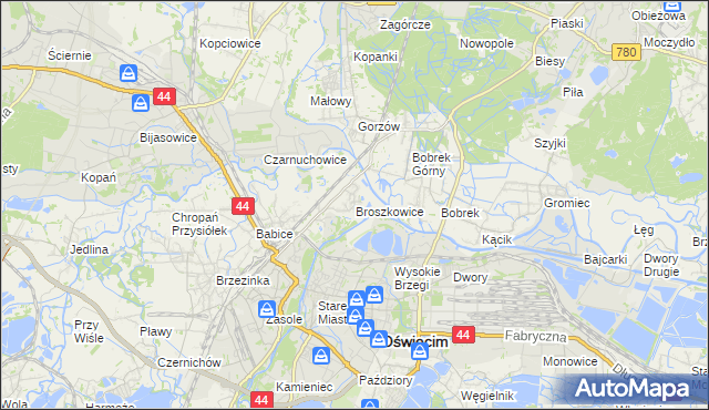 mapa Broszkowice, Broszkowice na mapie Targeo