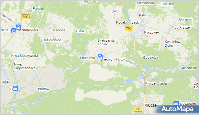 mapa Chechło gmina Klucze, Chechło gmina Klucze na mapie Targeo