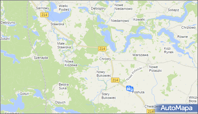 mapa Chrósty gmina Stara Kiszewa, Chrósty gmina Stara Kiszewa na mapie Targeo