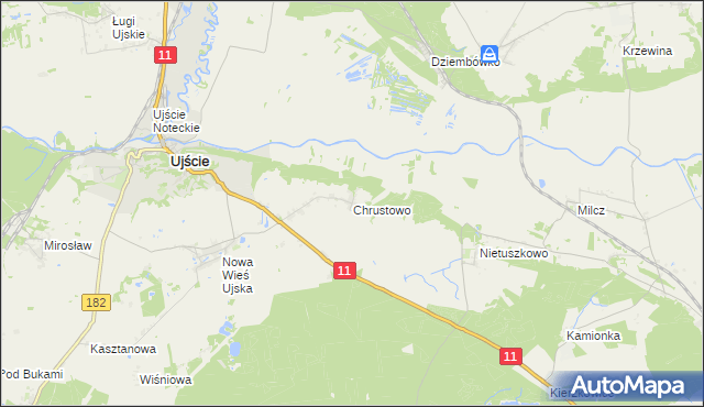 mapa Chrustowo gmina Ujście, Chrustowo gmina Ujście na mapie Targeo