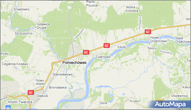 mapa Czarnowo gmina Pomiechówek, Czarnowo gmina Pomiechówek na mapie Targeo