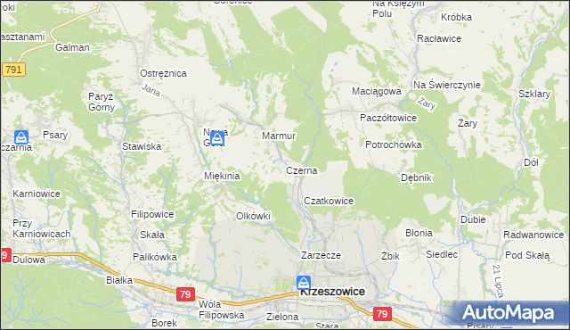 mapa Czerna gmina Krzeszowice, Czerna gmina Krzeszowice na mapie Targeo