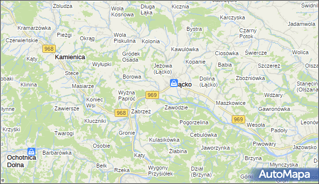 mapa Czerniec gmina Łącko, Czerniec gmina Łącko na mapie Targeo