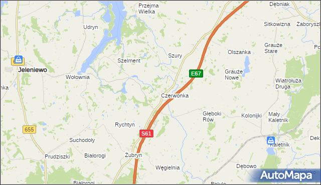 mapa Czerwonka gmina Szypliszki, Czerwonka gmina Szypliszki na mapie Targeo