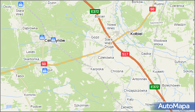 mapa Człekówka, Człekówka na mapie Targeo