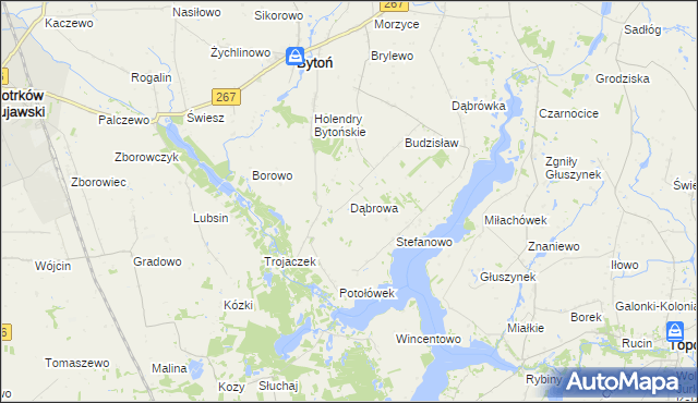 mapa Dąbrowa gmina Bytoń, Dąbrowa gmina Bytoń na mapie Targeo