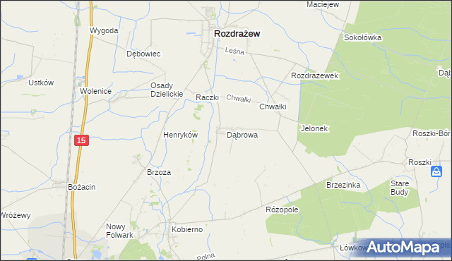 mapa Dąbrowa gmina Rozdrażew, Dąbrowa gmina Rozdrażew na mapie Targeo