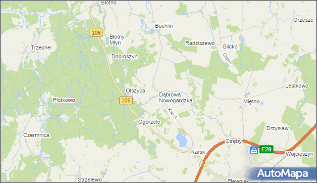 mapa Dąbrowa Nowogardzka, Dąbrowa Nowogardzka na mapie Targeo