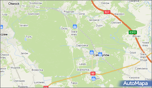 mapa Dąbrówka gmina Celestynów, Dąbrówka gmina Celestynów na mapie Targeo