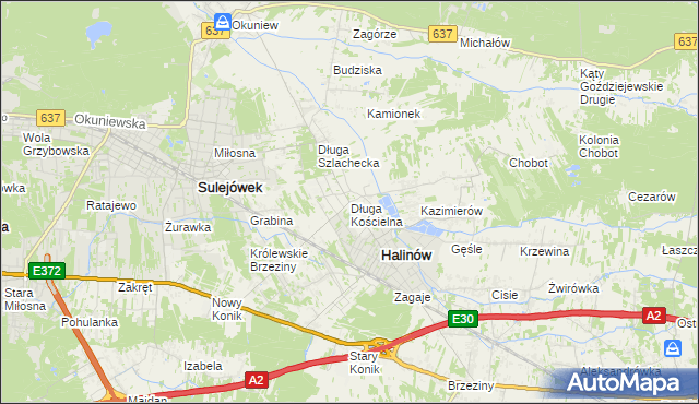 mapa Długa Kościelna, Długa Kościelna na mapie Targeo