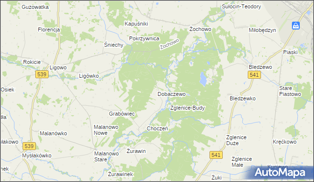 mapa Dobaczewo, Dobaczewo na mapie Targeo