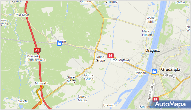 mapa Dolna Grupa, Dolna Grupa na mapie Targeo