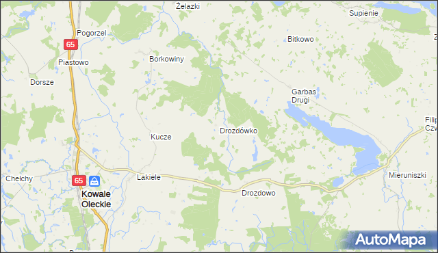 mapa Drozdówko gmina Kowale Oleckie, Drozdówko gmina Kowale Oleckie na mapie Targeo