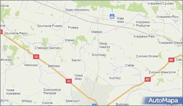 mapa Druchowo, Druchowo na mapie Targeo