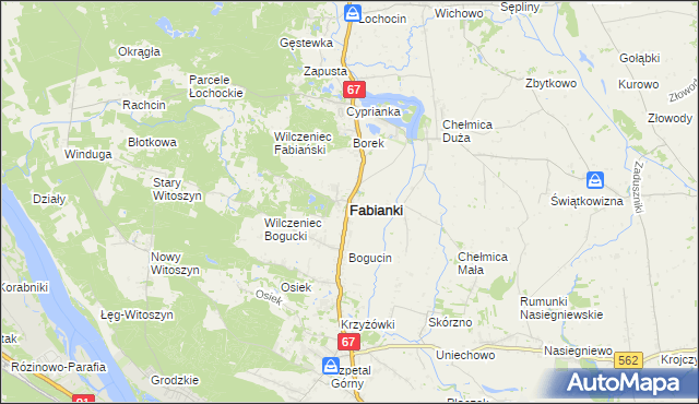 mapa Fabianki powiat włocławski, Fabianki powiat włocławski na mapie Targeo