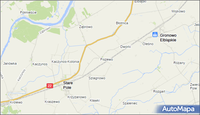 mapa Fiszewo gmina Gronowo Elbląskie, Fiszewo gmina Gronowo Elbląskie na mapie Targeo