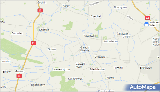 mapa Gałązki Wielkie, Gałązki Wielkie na mapie Targeo