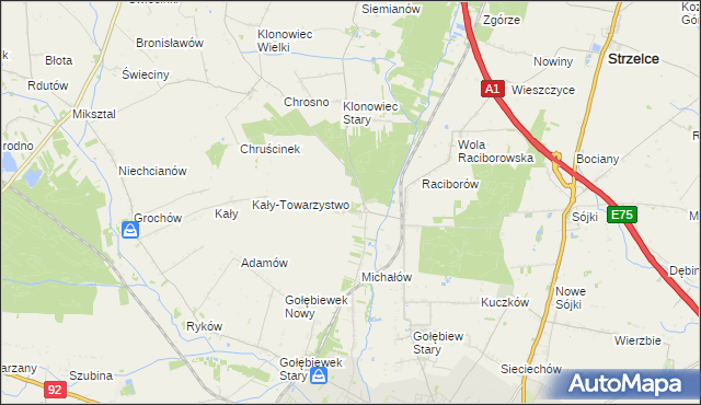 mapa Głogowiec gmina Kutno, Głogowiec gmina Kutno na mapie Targeo