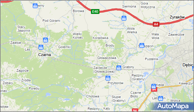 mapa Głowaczowa, Głowaczowa na mapie Targeo