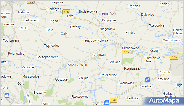 mapa Gnatowice, Gnatowice na mapie Targeo