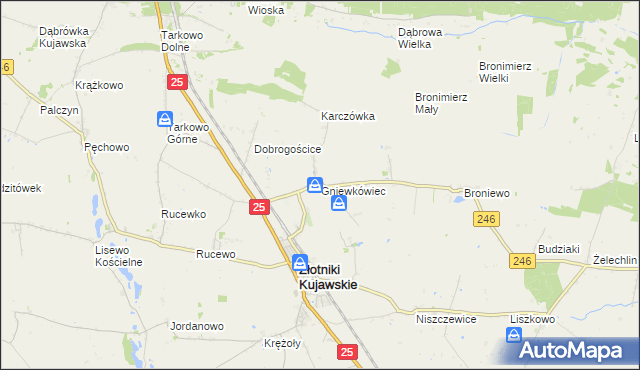 mapa Gniewkówiec, Gniewkówiec na mapie Targeo