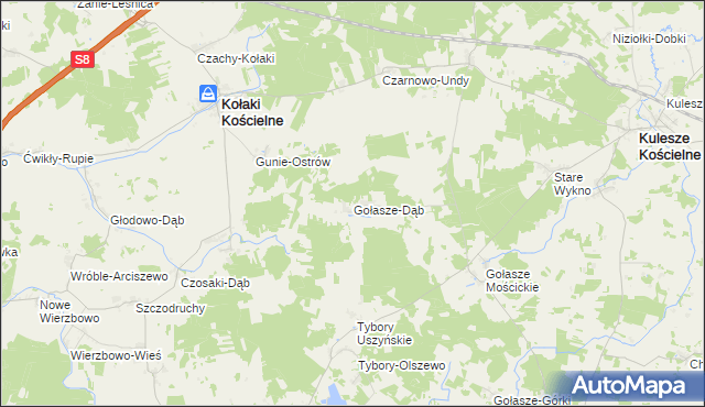 mapa Gołasze-Dąb, Gołasze-Dąb na mapie Targeo