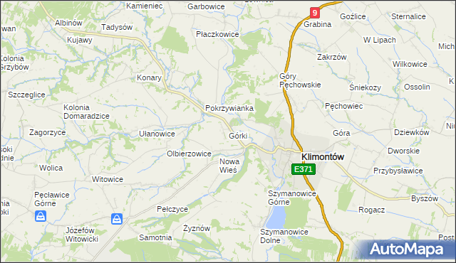 mapa Górki gmina Klimontów, Górki gmina Klimontów na mapie Targeo