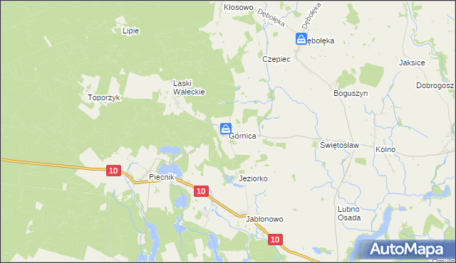 mapa Górnica gmina Wałcz, Górnica gmina Wałcz na mapie Targeo