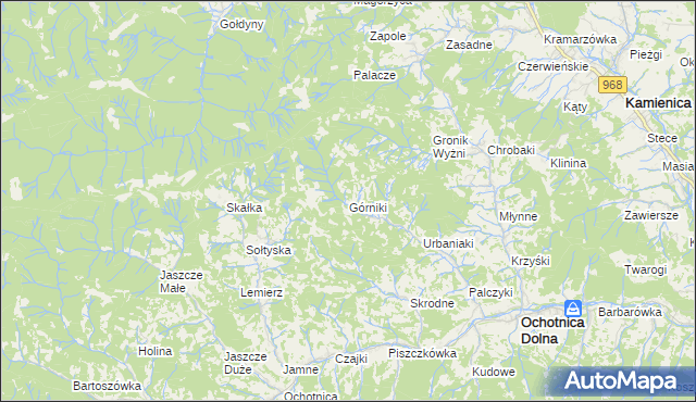 mapa Górniki gmina Ochotnica Dolna, Górniki gmina Ochotnica Dolna na mapie Targeo