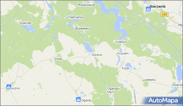 mapa Górzno gmina Bierzwnik, Górzno gmina Bierzwnik na mapie Targeo