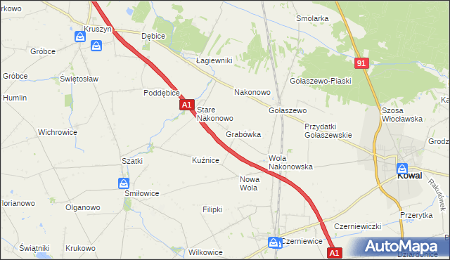 mapa Grabówka gmina Choceń, Grabówka gmina Choceń na mapie Targeo