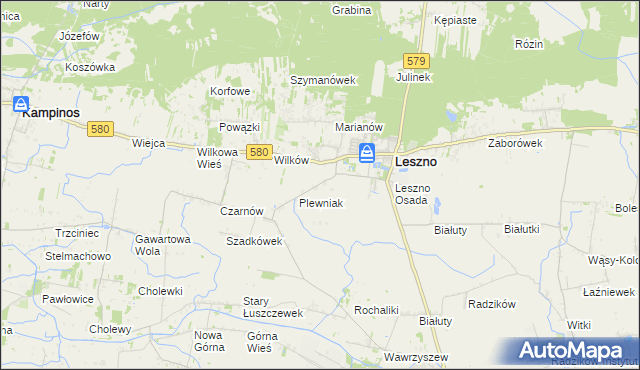 mapa Grądki gmina Leszno, Grądki gmina Leszno na mapie Targeo