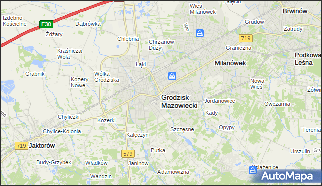 mapa Grodzisk Mazowiecki, Grodzisk Mazowiecki na mapie Targeo