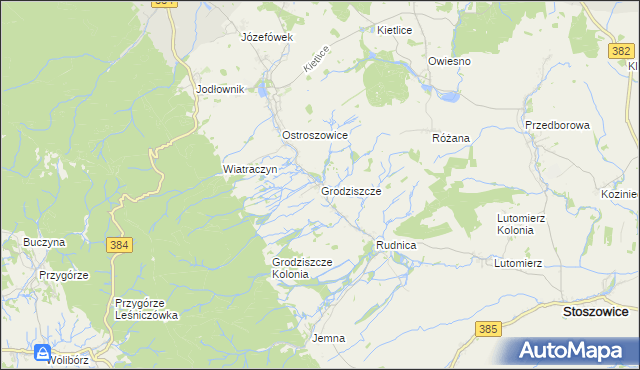 mapa Grodziszcze gmina Stoszowice, Grodziszcze gmina Stoszowice na mapie Targeo