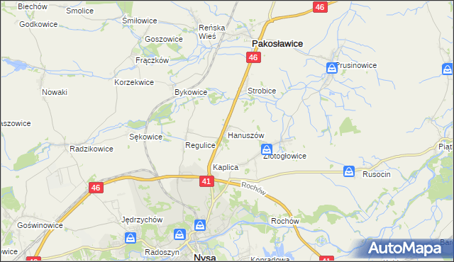 mapa Hanuszów, Hanuszów na mapie Targeo