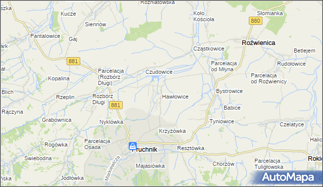 mapa Hawłowice, Hawłowice na mapie Targeo