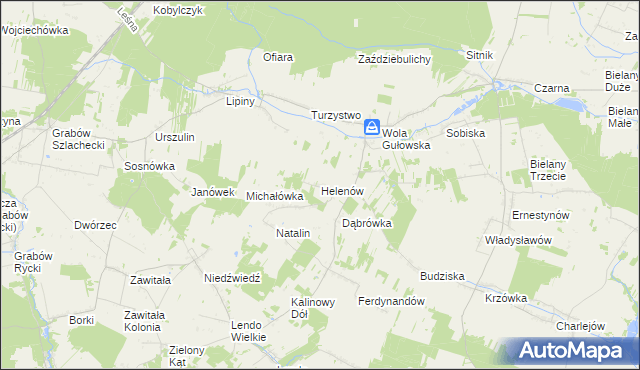 mapa Helenów gmina Adamów, Helenów gmina Adamów na mapie Targeo