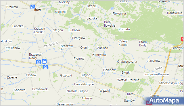 mapa Henryków gmina Iłów, Henryków gmina Iłów na mapie Targeo